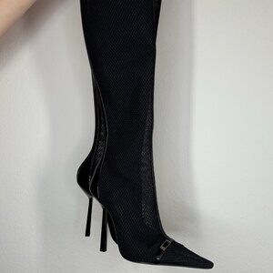 Saint Laurent Black Fishnet Boots